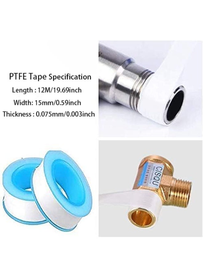 6 Packs Teflon Tape, Thread Seal Tapes，Ptfe Thread Seal Tape For Plumbers Sealant Tape For Leak Water Pipe Thread, 15mm*0.075mm*12m (White) - Image 2